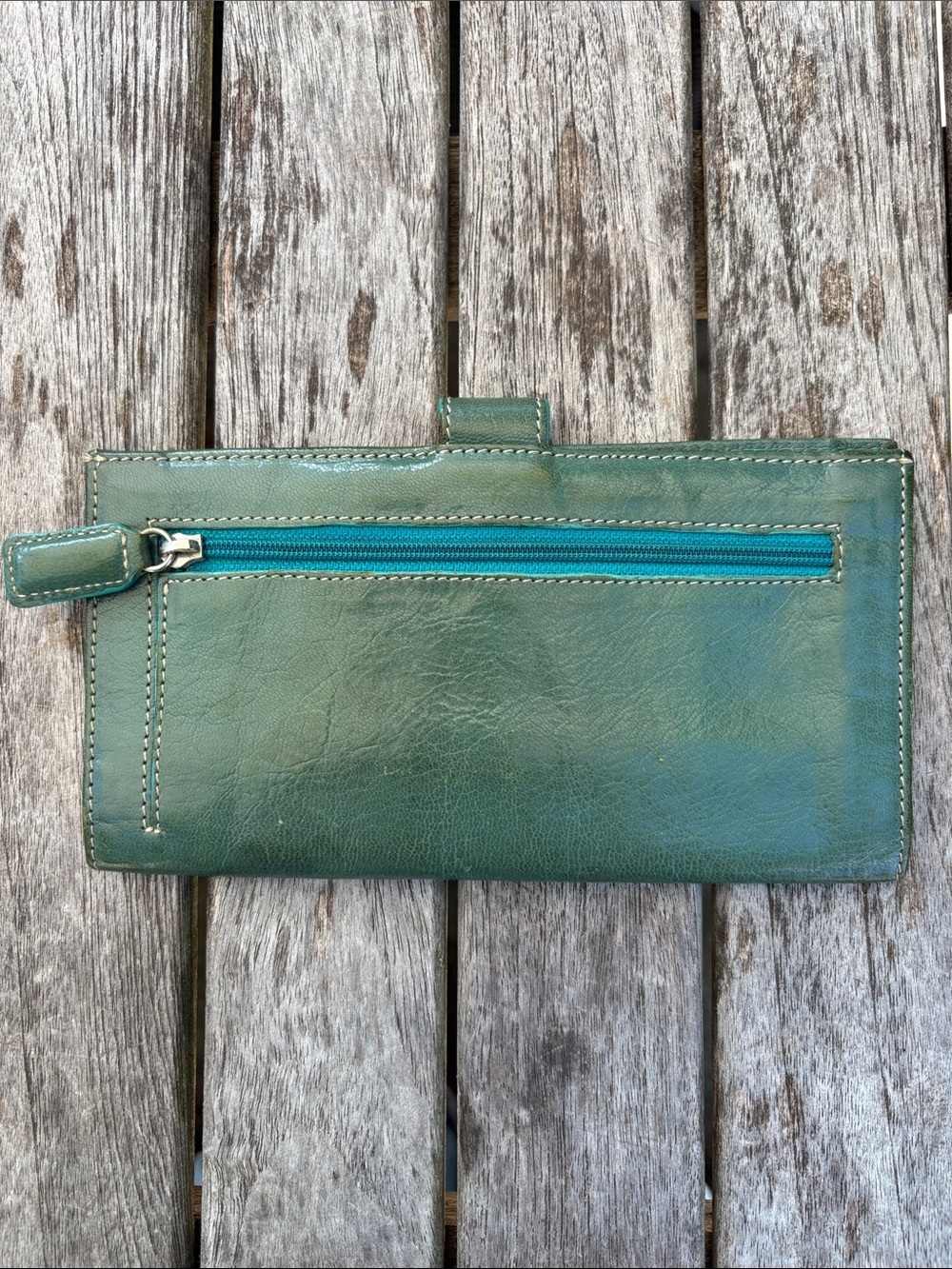 Tusk Genuine Leather Checkbook Wallet Organizer Teal Green RFID Travel Wallet - Picture 2 of 7